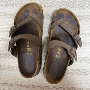 Birkenstock Dark Brown Cross-Strap Sandals